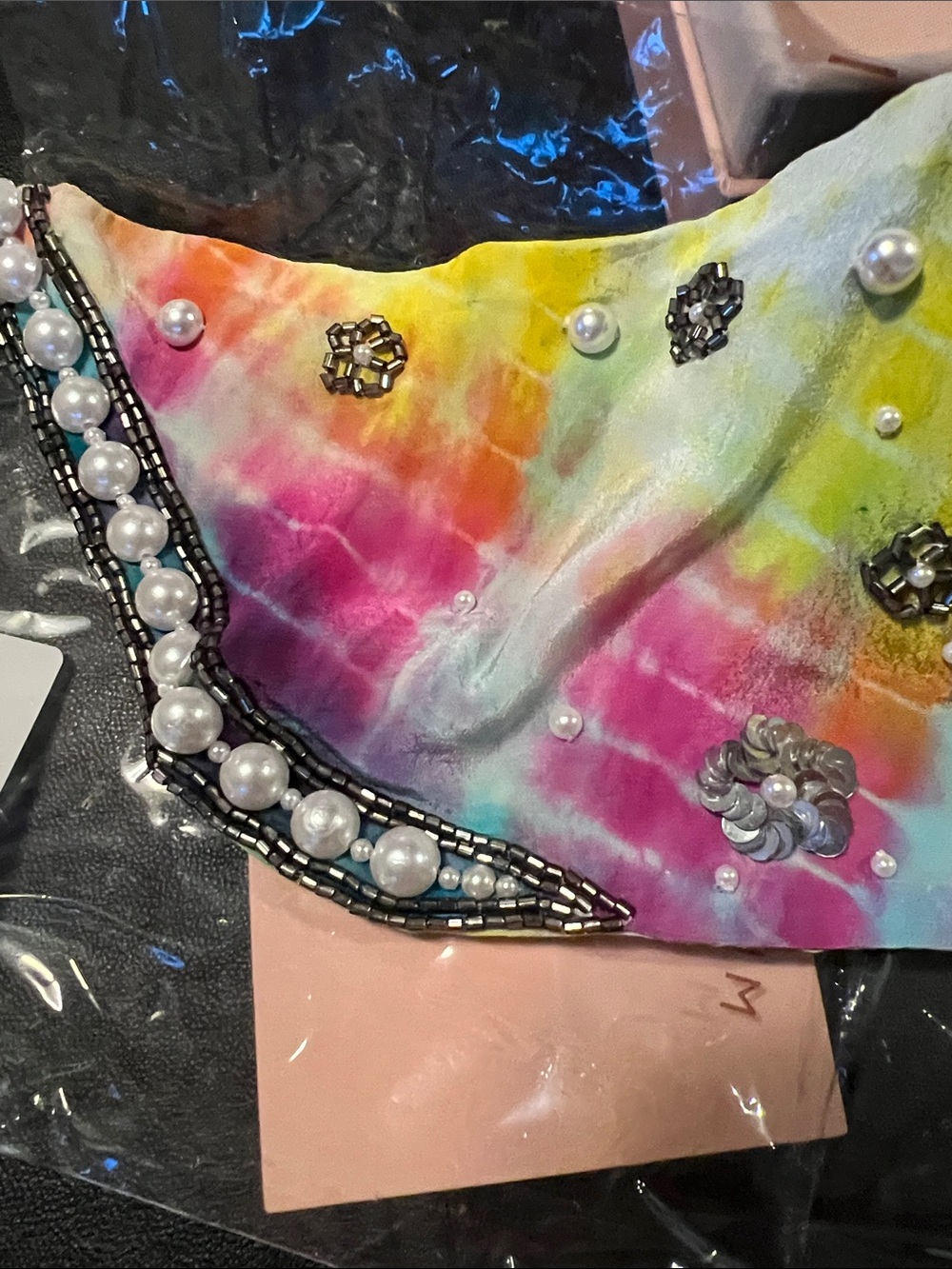 Mignonne Gavigan Mini Tie Dye Le Charlot Multi Embellished Scarf Necklace - Picture 6 of 8